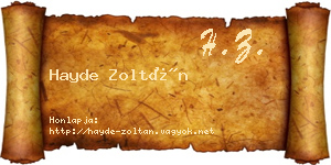 Hayde Zoltán névjegykártya