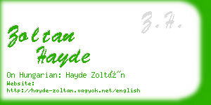 zoltan hayde business card
